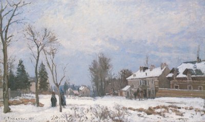 Die Straße von Versailles nach Saint-Germain, Louveciennes, Schneeeffekt von Camille Jacob Pissarro